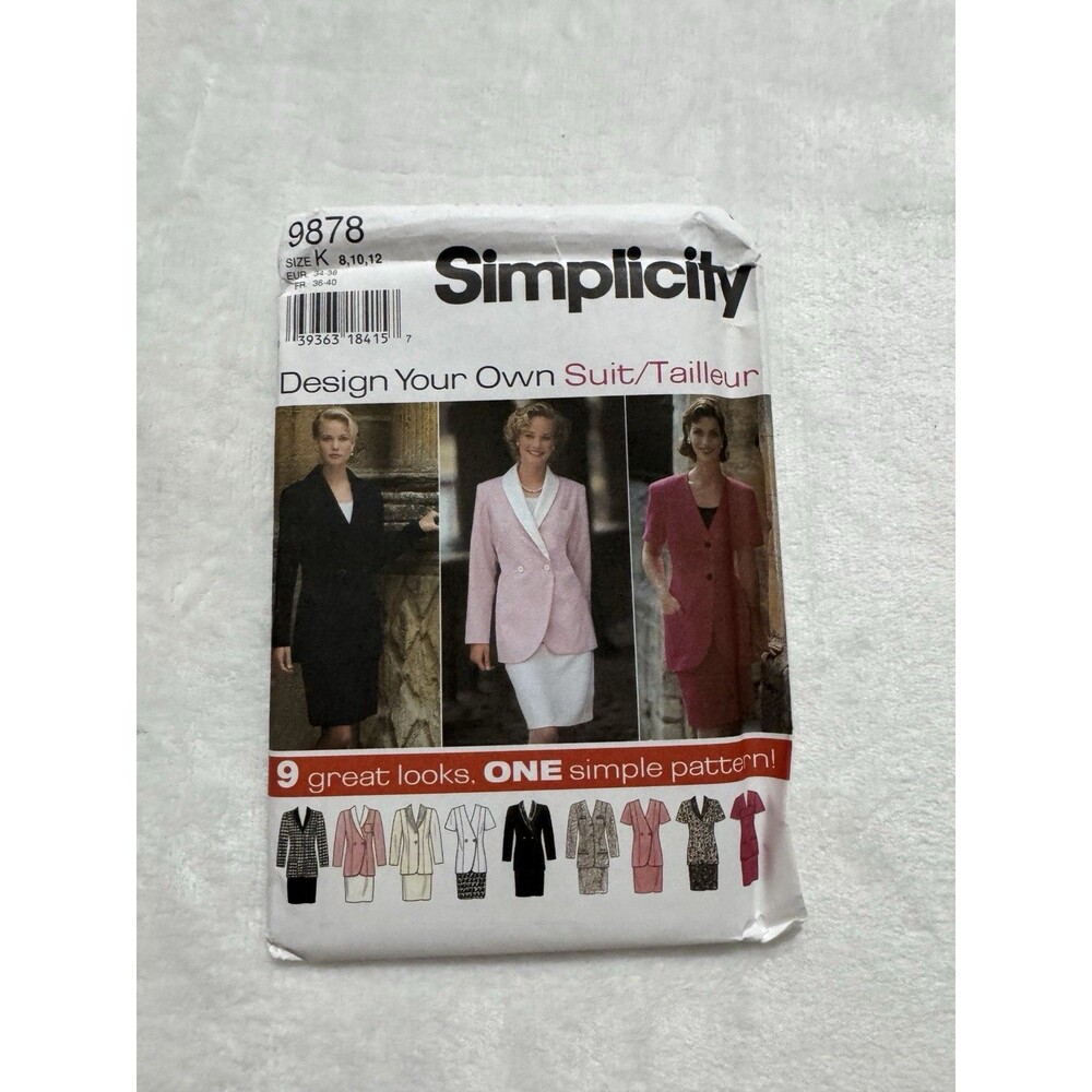 Simplicity Sewing Pattern 9878 Design Suit Jacket Skirt Size 8 10 12